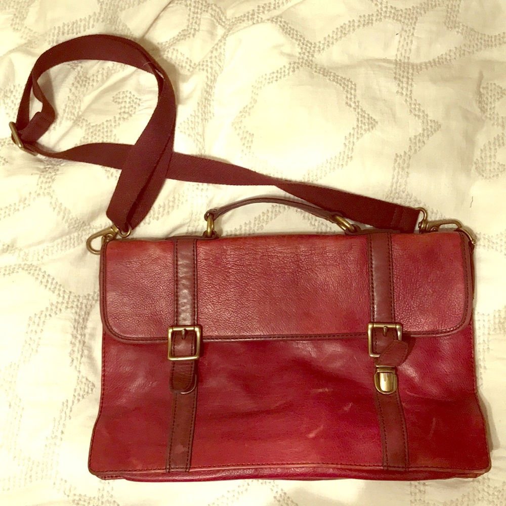 Maroon Fossil Leather briefcase (women’s)